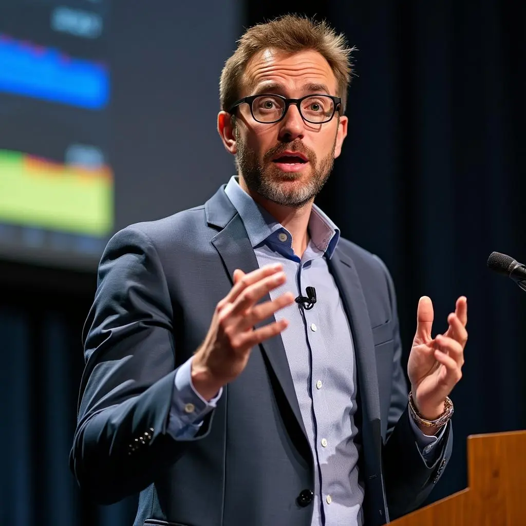Male expert giving a speech