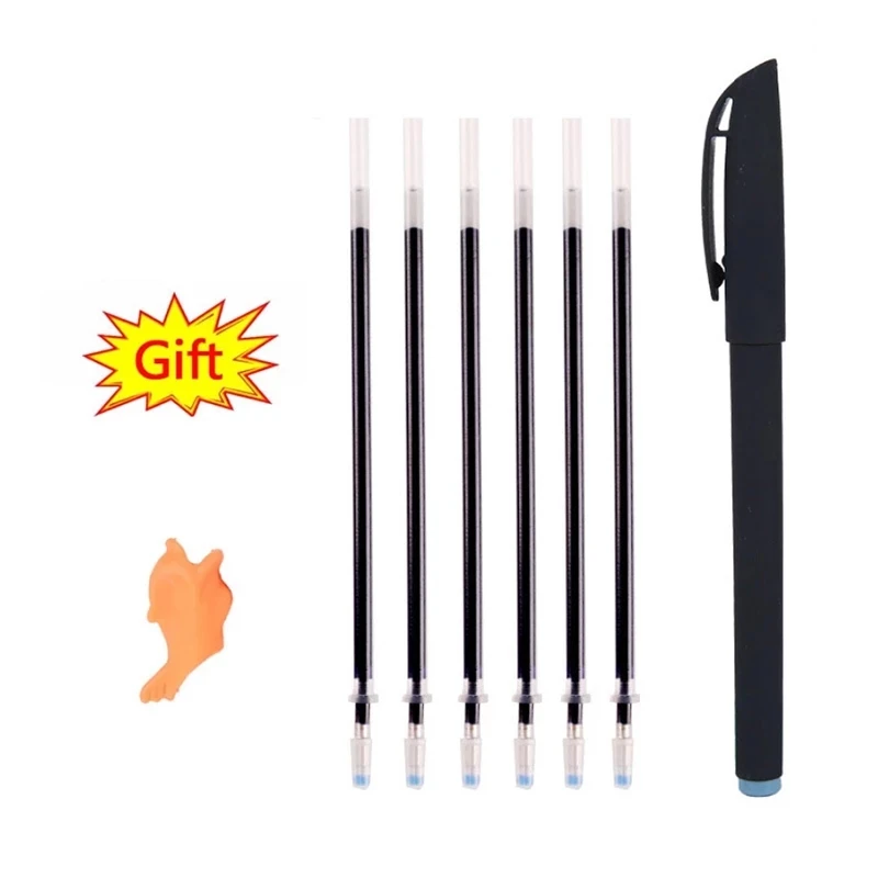 A 4-book children's copybook set for handwriting practice and calligraphy, featuring an orange grip accessory and labeled "Gift." Comes with magic books, English letters, and drawing designs in black pen including six refills.